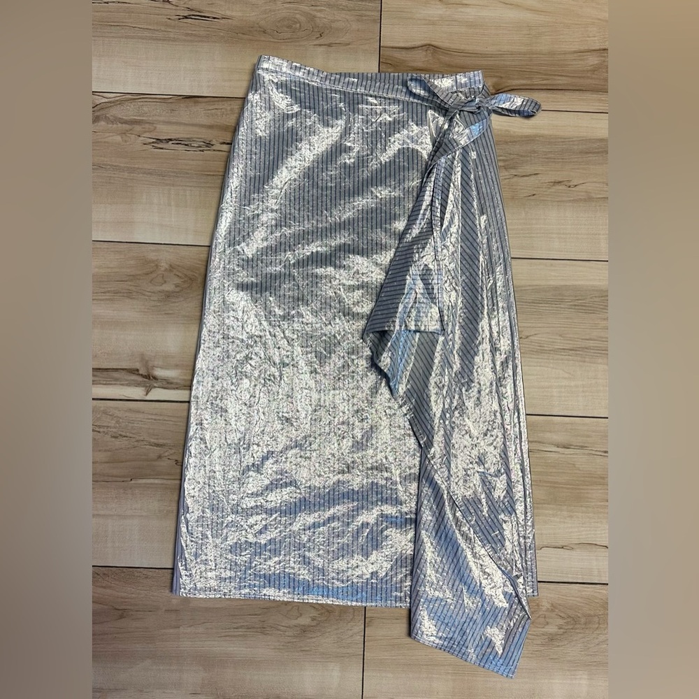 COS Metallic Striped Wrap Skirt